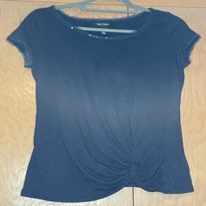 White House Black Market Sequin Navy Scrunch Top